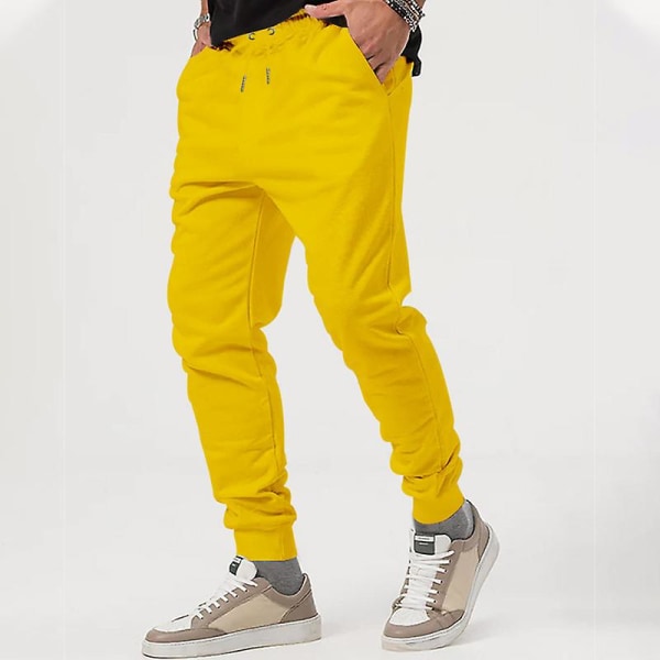 Herre Casual Bukser Høst Flerfarget Allsidig Løs Utendørs Sport Joggebukser Yellow L