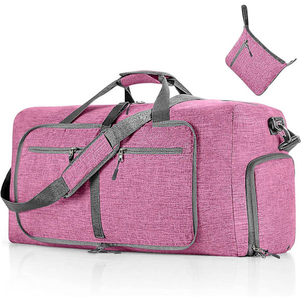Reise-Dufflebag for menn, 65l sammenleggbar reise-duffelbag med sko-rom nattpose for menn kvinner vanntett og rivebestandig Light Purple