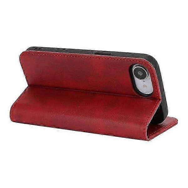 Telefonfodral för Iphone 16e, PU-läder med kalvtextur, magnetisk stängning, smart telefonfodral Red