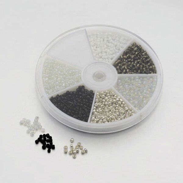 1 eske Runde Frøperler Små Håndverksperler for DIY Smykkefremstilling Blandet Stil Hvit 2mm