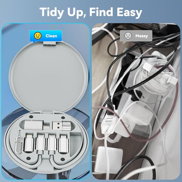 USB-lataussovitinsarja, USB–USBC-sovitin, 0,3 m 100 W:n latauskaapeli, tyyppi C–USB 3.0 OTG iOS Micro, matkakotelo Silber