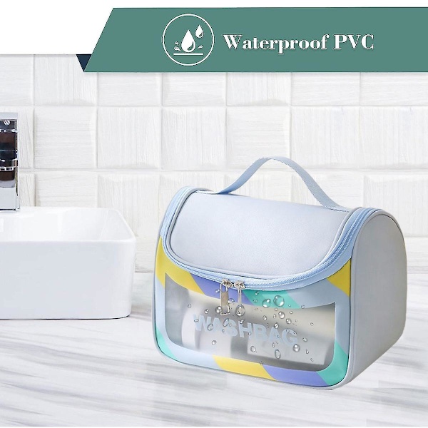 Genomskinlig reseförpackningskub/genomskinlig PU/PVC-påse, transparent multifunktionell väska blue