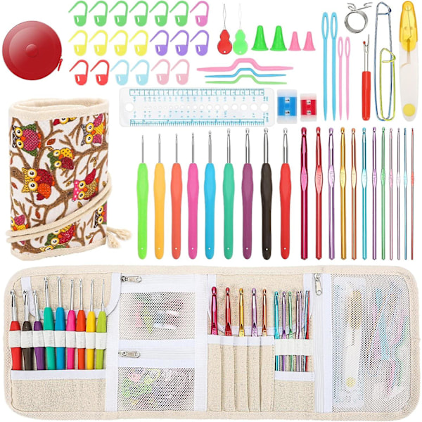 Virknålsset med Organizer-väska - Ergonomiskt Stickningsset för DIY-hantverkare och Nybörjare