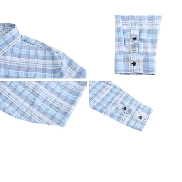 Slim-fit langermet skjorte for menn, herre skjorte med knapper Orange M