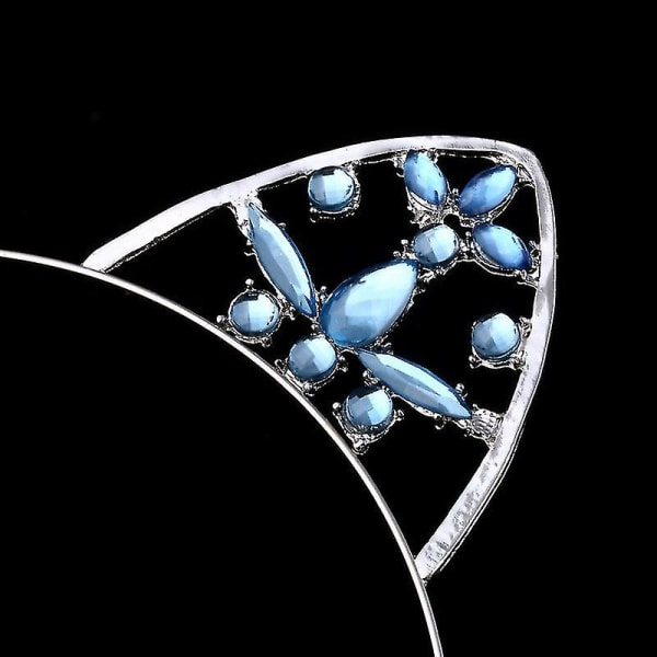 Blå Katteører Krystal Hårbøjle Rhinestone Fødselsdag Hårstyling Hårpynt Fest Kostume Hår Lake Blue