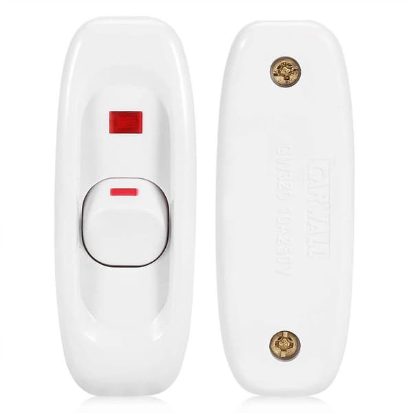 Ledningsafbryder, 5 stk. AC 250V 10A Kompakt On/Off Rocker Toggle LED Ledningslysstyring (hvid)