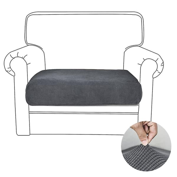 Elastisk Gitter Lenestol Sofapute Trekk Passer Til Sjeselong, Sofatrekk Mais Fleece Sofapute Trekk Dark Grey