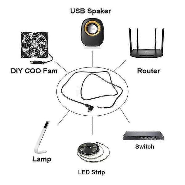 2-benet USB C pigtail-kabel til 5V 3A strømforsyning 22AWG