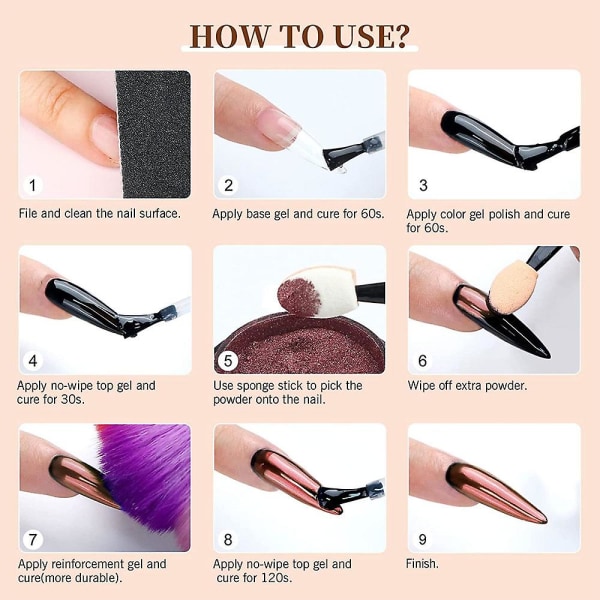 Nagelkonst Highlight Magic Mirror Powder, 6-färgskombination, All-match-kombination style  style2