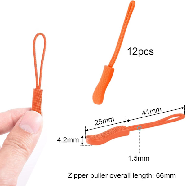12-pack dragkedjor förlängare ersättning dragkedja dragkedja i nylon för utomhustält, canvasryggsäck, kudde, sadelväskor, bagage - orange