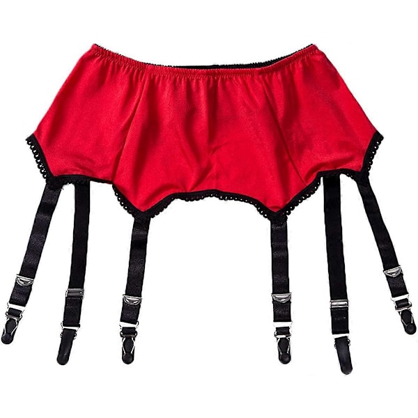 Dam Strumpbyxor Högmidjade med 6-Band Hållare för Strumpor Storlek 6 8 10 12 14 16 18 20 22 24 26 28 Red XL