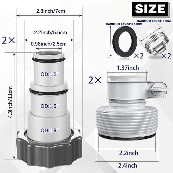 4 stk. Poolslangeadapter, Pooladapter, Intex Pooladapter