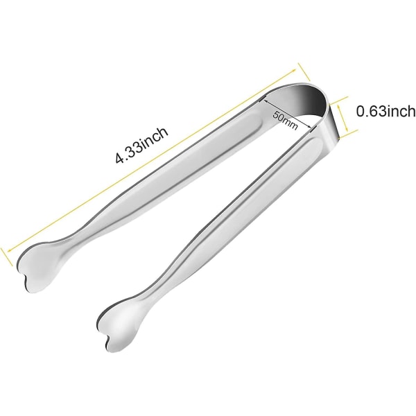Mini serverings tång, 18-pack rostfritt stål socker tång, 4,3 tum is tång kök tång aptitretare tång för kaffe bar, te fest, desserter fest,