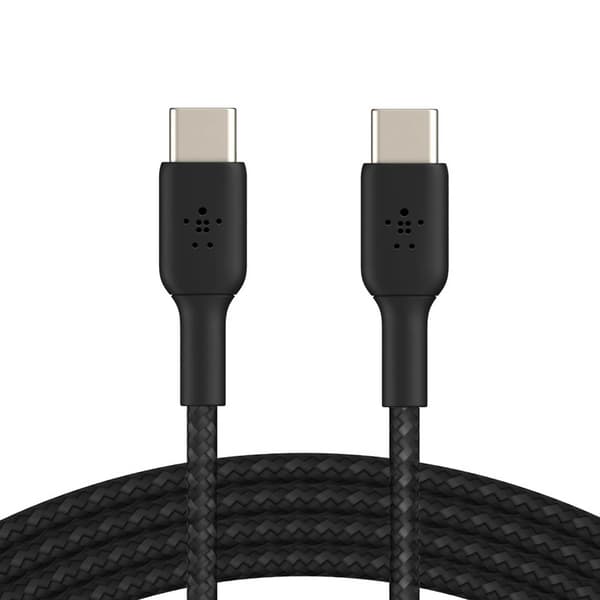 USB-C till USB-C Kabel 18W Flätad Nylon 1m Ladda & Synkronisera Svart