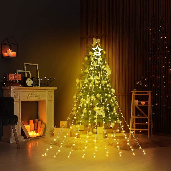 Julepynt Stjernelys Lysstreng, Led Julelys Eventyrlys Blinkende Lys Til Udendørs Ferie Warm light UK Plug
