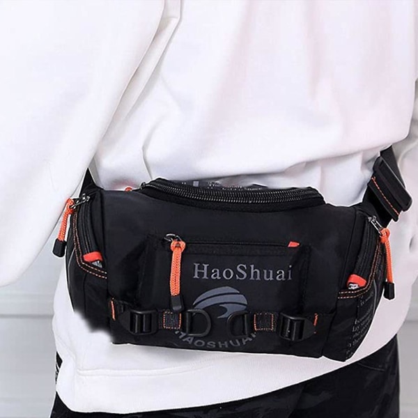 Vattentät midjeväska, crossbody, utomhus midjeväska med justerbar rem, reseväska black