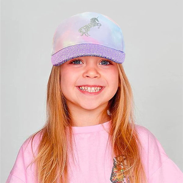 Flickebasbollhatt Tie-dye Enhörningshattar för flickor Justerbar Barn Baseballkeps