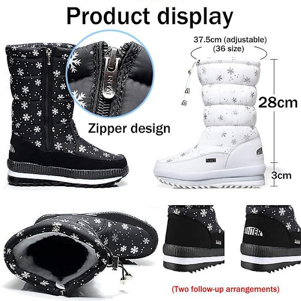 Paksupohjaiset lämpimät naisten talvisaappaat, vedenpitävät mukavat lumisaappaat Black snowflake 41
