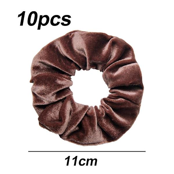 10 st hårscrunchies för kvinnor flickor lockigt tjockt tunt hår, damstort hästsvanshållare slips Grey coffee beige
