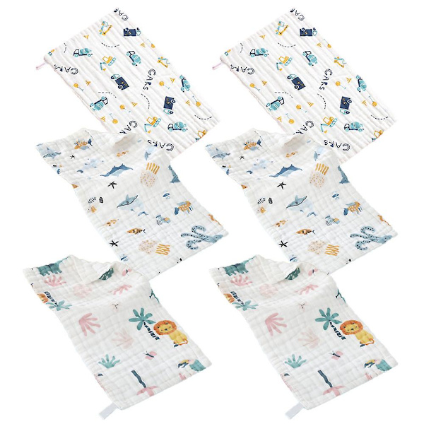 6 st mjölksugande tyg handduk ansiktshandduk 25*50cm baby mjölksugande tyg bomullsmaterial 6 lager mjuk absorberande bomullssugande tyg Set1