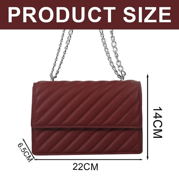 Uusi työmatka- ja vapaa-ajan keinonahkainen pieni laukku naisille, minimalistinen ketju, suosittu olkalaukku wine red
