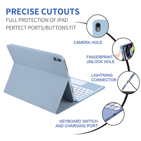 Bluetooth-tangentbordfodral för iPad Pro/pro11/air/air2/air3/air4/mini6/10.9\"/10.2\"/10.5\"/8.3\"/9.7\" Blue Ipad Mini6-8.3Inch