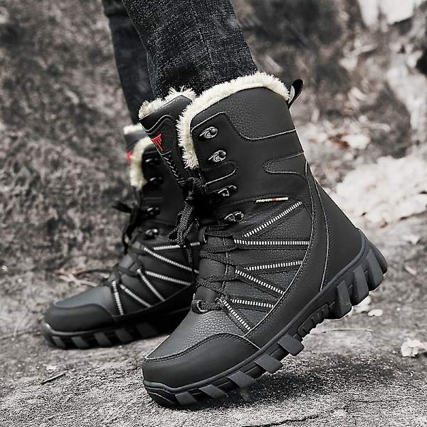 Herr Snow Boots Plus Velvet Varm Utomhus Casual Bomullsskor Fr569 Black EU 40