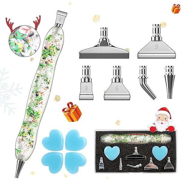Diamantmålningspenna - Juldiamantkonstpenna i harts, rostfritt stål, metallpennspetsar, 5d diamantmålning, tillbehör, verktyg, gör-det-själv-konstverk för vuxna K