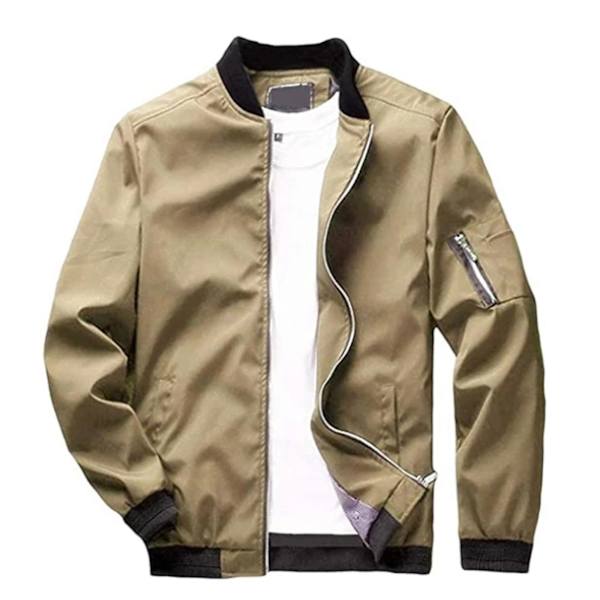 Flight Bomber Jakke Mode Afslappet Lynlåslukning Trendy Jakker Frakke Mænd 4XL Khaki