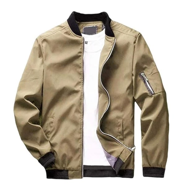 Flight Bomberjakke Mote Casual Glidelåslukking Trendy Jakker Kåpe Menn 4XL Khaki