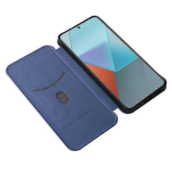 För Xiaomi Redmi Note 13 Pro 5g Läderfodral Med Kortfack Kolfibertextur Blue