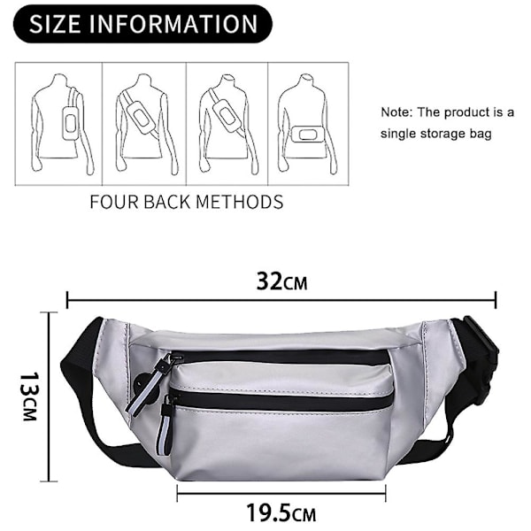 Pu Pocket Herr En-axlad Crossbody Väska-fritids Ryggsäck Sport Diagonal Bakficka silver