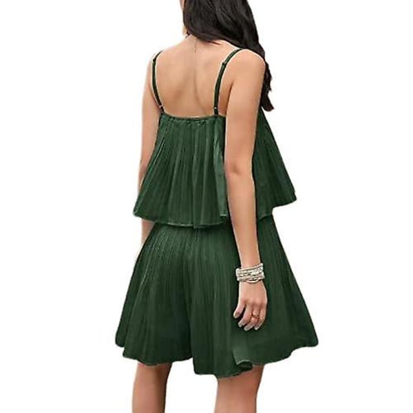 Dam Sommar Ärmlös Jumpsuit Casual Vida Benbyxor Rompers Green S