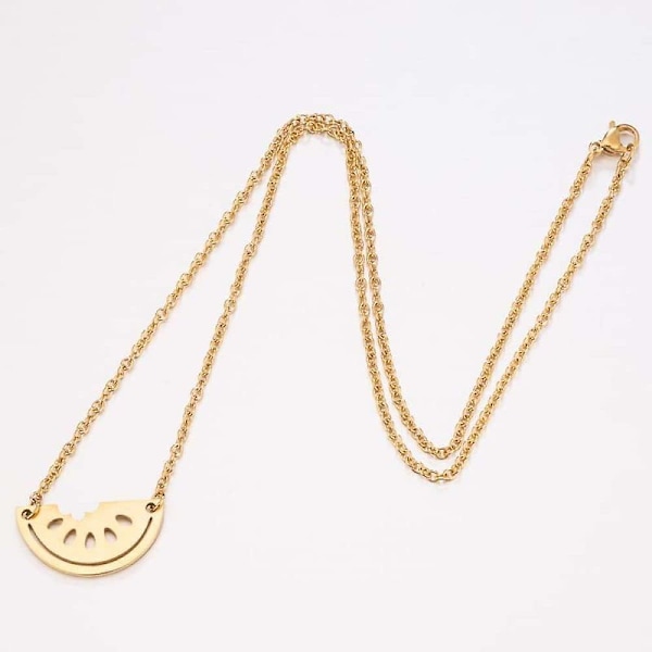 Personlig vattenmelonhänge Halsband Mode Frukt Sommar Vattenmelon Armband Rostfritt Stål Smycken (guld)