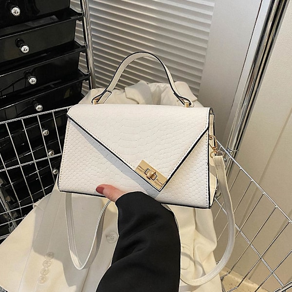Enkel retro handväska ny mode casual konstläder axelväska liten väska flicka white