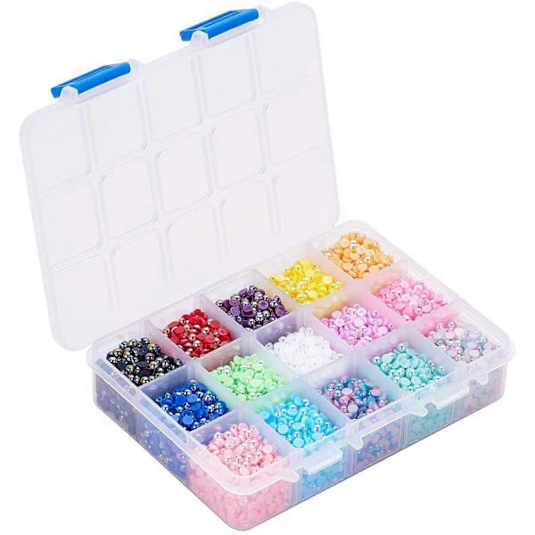 1 Eske 8100 stk 15 Farger Flatback Halvperler Halv 4mm Flatback Imitasjonsperle Cabochons Perle Edelsten