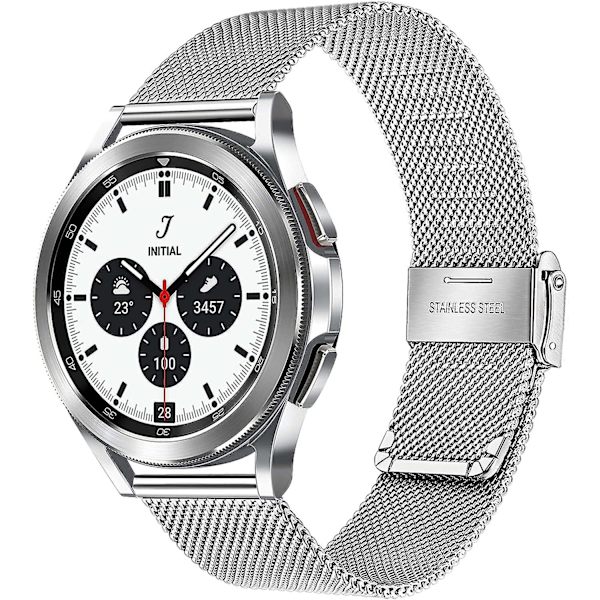 12 mm kompatibel med Galaxy Watch 4 Classic 42 mm 46 mm rem, rustfrit stål mesh rem Quick Release metal urrem til Samsung Galaxy Watch4 40 mm