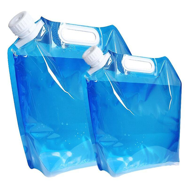 Set med 2 hopfällbara och bärbara dricksvattenbehållare (5 L + 10 L) lämpliga för vandring, camping, picknick, resor, grillning