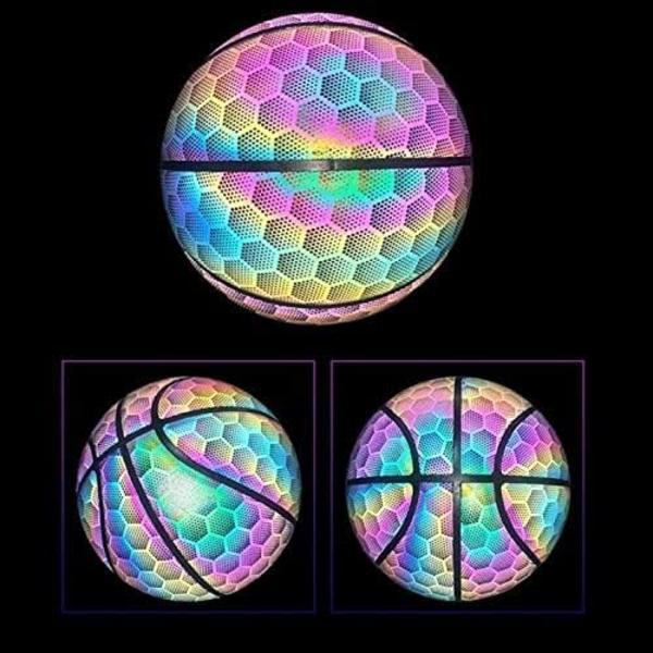 Lysende basketball, holografiske reflekterende basketballe, college-afslutningsbasketball størrelse 7/29,5 tommer