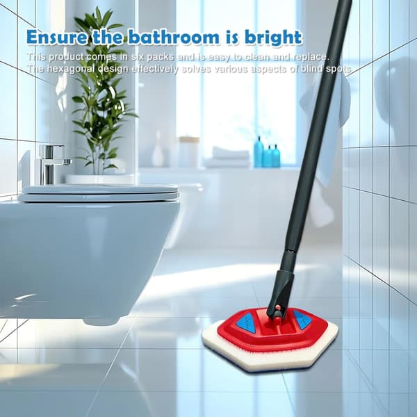 6-pakning badekarsmopp-påfyll, erstatning kompatibel med Vileda Bath Magic badekars- og multi-overflatesvamp, sekskantet form