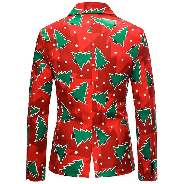 Herre Juletræsprint Sjov Nytår Slim Fit Blazer Red M