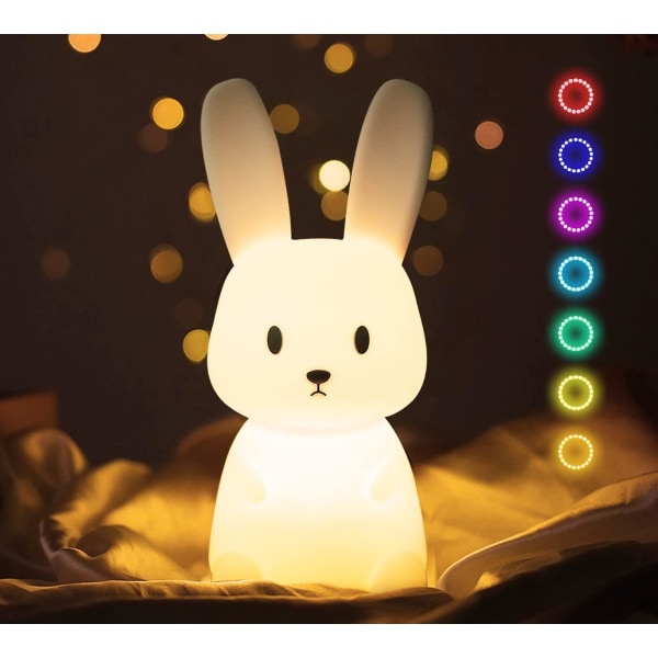 Baby Night Light med 7 ljusbyten Krankontroll USB Uppladdningsbar Silikon Nattlampa