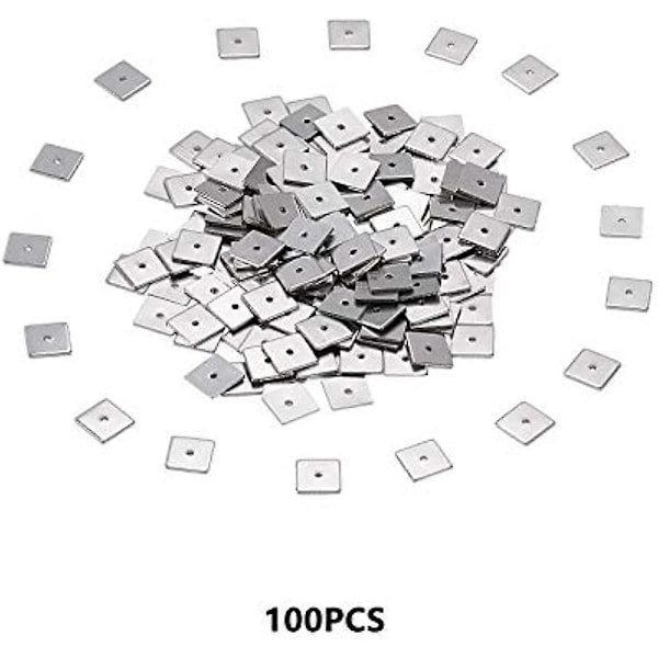 Omkring 100 stk. 6 mm firkantede afstandsstykkeperler 1,2 mm lille hul rustfrit stål løse perler metal afstandsstykkeperler glat overflade perler til DIY smykkefremstilling