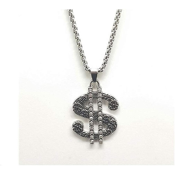 Kristallinen Dollarimerkki Riipus Kaulakoru Miehille, acsergery Hip Hop Dollar Kaulakoru