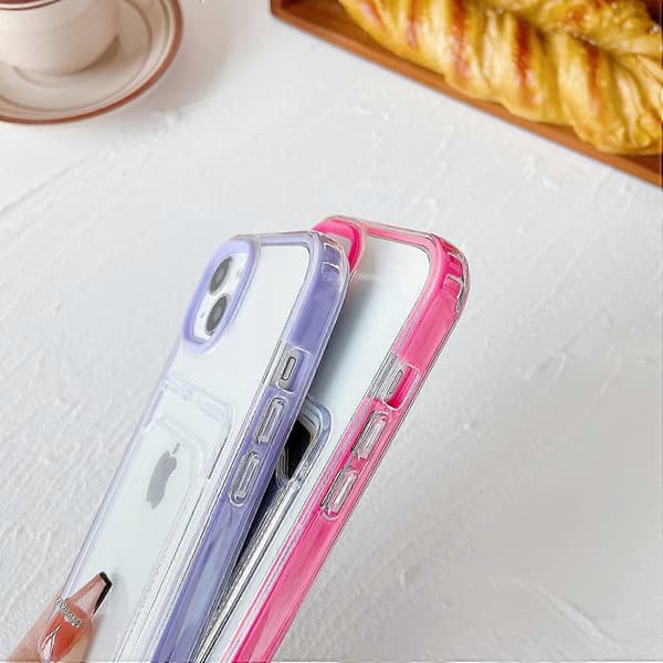 Candy Farve Kortholder Klar Stødsikker Blød Kompatibel med iPhone Case (Rød, iPhone 13 Pro) Red iPhone 8   7 Plus