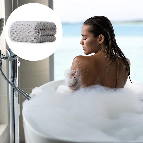 Oversized Luksus Badehåndklæder - (blå, 70*140cm) - Superbløde, Meget Absorberende Brusehåndklæder Light gray