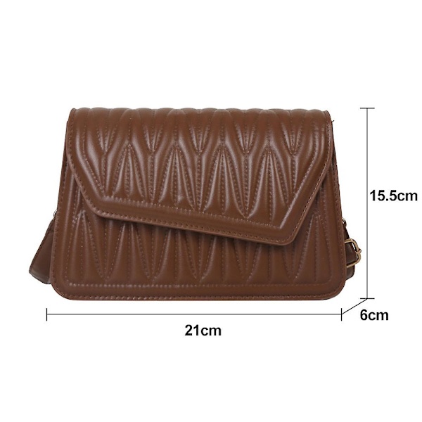 Ny axelväska i konstläder enfärgad dejting nisch mode messenger väska brown