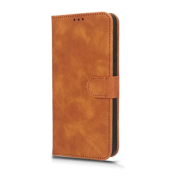 Til Nokia C31 Hudfølelse Magnetisk Flip Læder Telefon Cover Brown