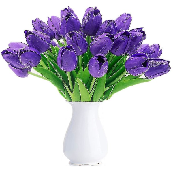 Kunstig Tulipan Fake Holland Mini Tulip Real Touch Blomster 24 stk For DIY Hjemmefest Bryllupsdekor (blå)