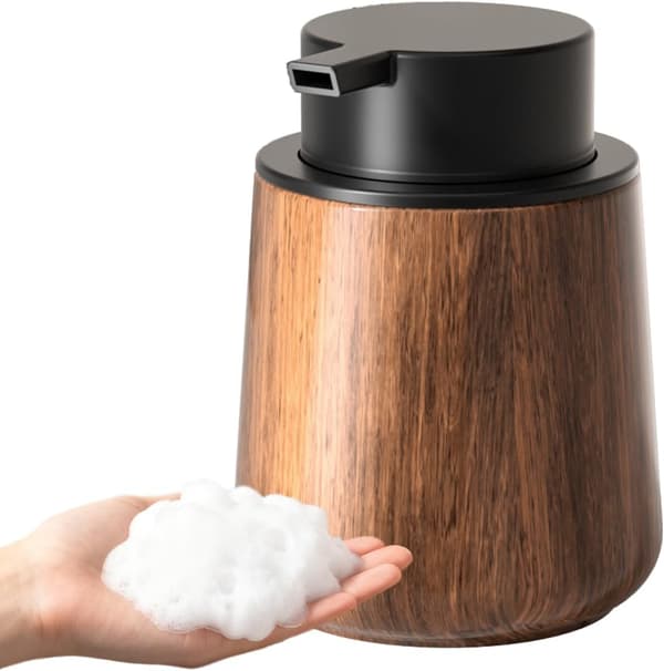 sæbedispenser, skumsæbedispenser til badeværelse og køkken, genopfyldelig moderne pumpedispenser i valnøddetræ til vask